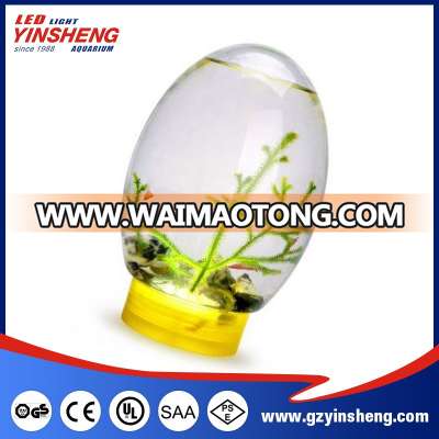 YINSHENG Small aquarium round fish tank carry with Shell Coral LED Lamp